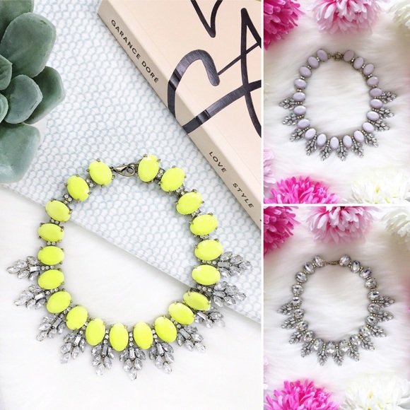 "Amelia" Necklace || Neon Yellow Crystal Leaves 2 - Picture 6 of 8